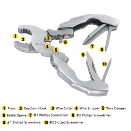 Multifunction Tool, 9 in 1 Portable Stainless Steel Multifunction Tool with Pliers, Screwdriver, Wire Stripper, Opener, Crimper for Camping, Outdoor, Indoor and Outdoor