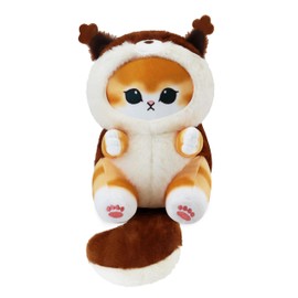 Kawaii Cat in Red Panda Costume Plush, 8 Inch Stuffed Animal, Super Soft Cuddle Toy, Cute Collectible Gift for Kids, Teens & Cat Lovers (Light Brown)