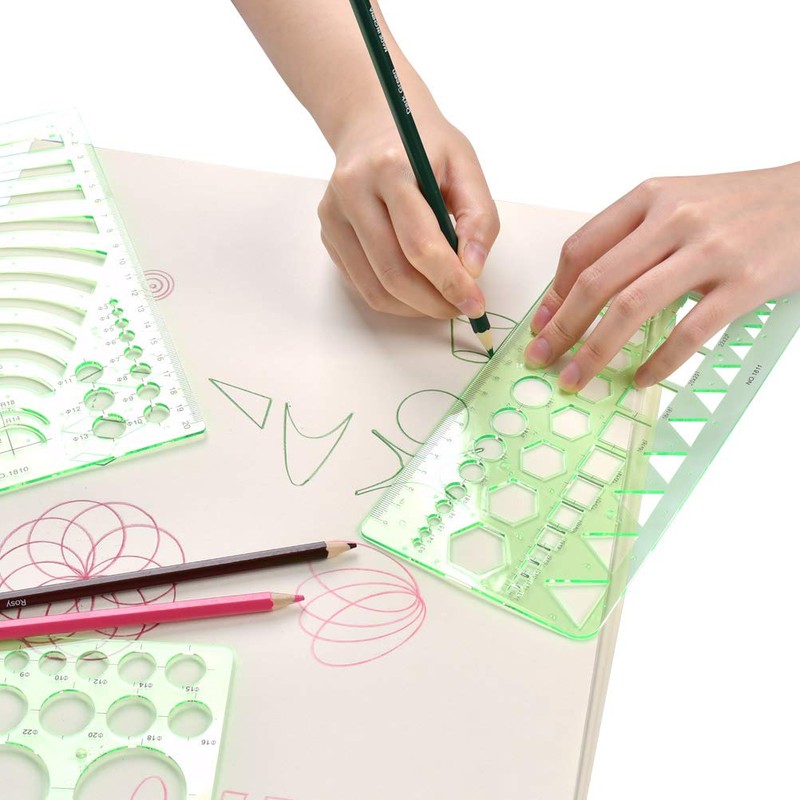 EMNIMQ Pack of 11 Architecture Geometry Stencil Technical Drawing Templates,