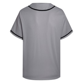 Pullonsy Custom Baseball Jersey for Men Women Full Button Down Gym Outfits Workout Fitness Shirt Casual Walking Tops,Black Stripe Grey Jersey,Size XL