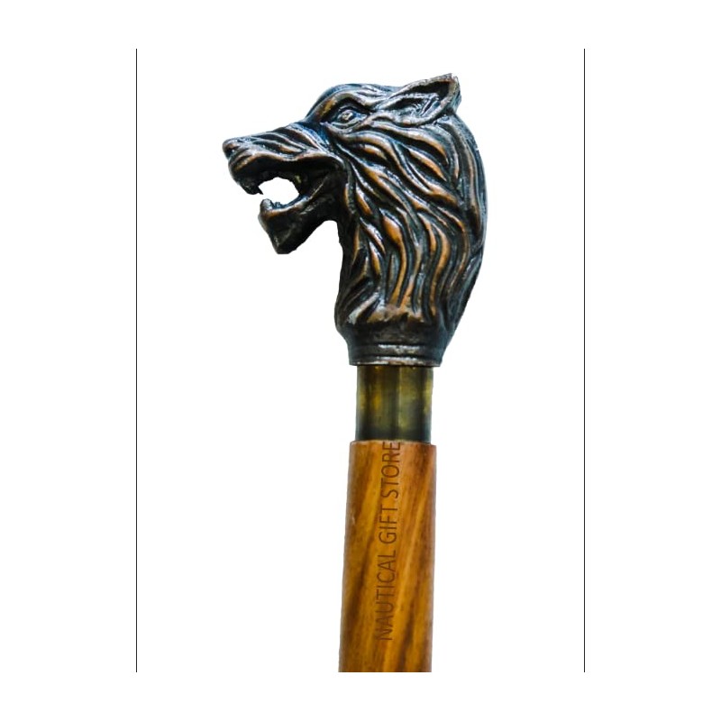 NAUTICAL GIFT STORE 37" Nebula Walking Stick top Wolf Gothic