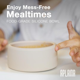 APLAINR Baby Bowl, Weighted Silicone Bowl, No-Division Kid Bowls, Microwave & Dishwasher Safe Silicone Bowls for Baby, Baby Feeding Supplies, No BPA, Blue Hour