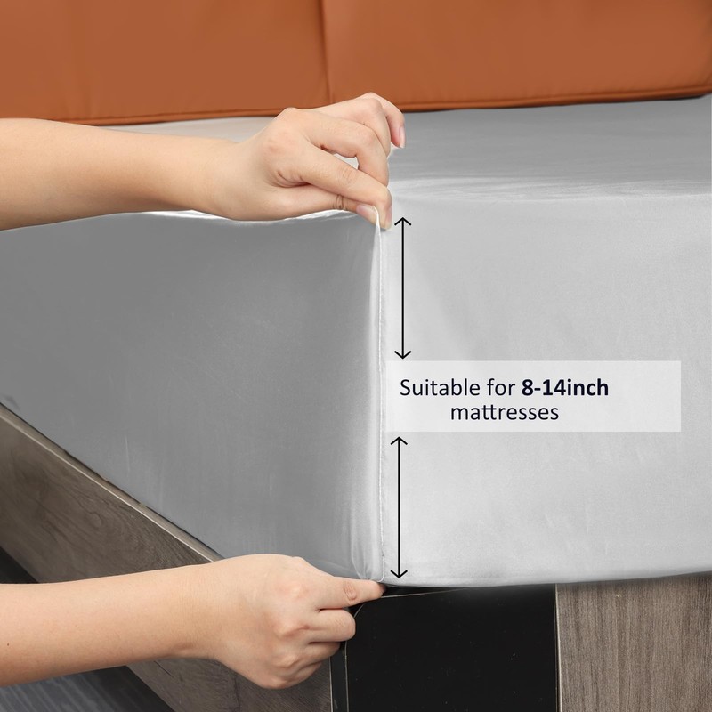 Lirex Satin Fitted Sheet, Luxurious Silky Smooth Polyester Bedding Soft