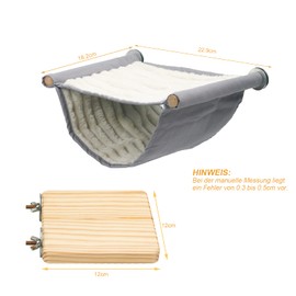 Bird Hammock Bunk Bed, Bird Nest Caves, Sleeping Areas, Bird Cage Accessories, Bird Toy Including Bird Seat Board and 5 Rattan Balls for Budgies, Cockatiels, Finches, Hamsters, Gerbil (Grey)