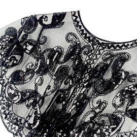 XDGBGFN 20s Scarf Evening Cape, One Scarf Evening Dress with Sequins, Retro Costume Accessories for Prom, Party, Wedding, black