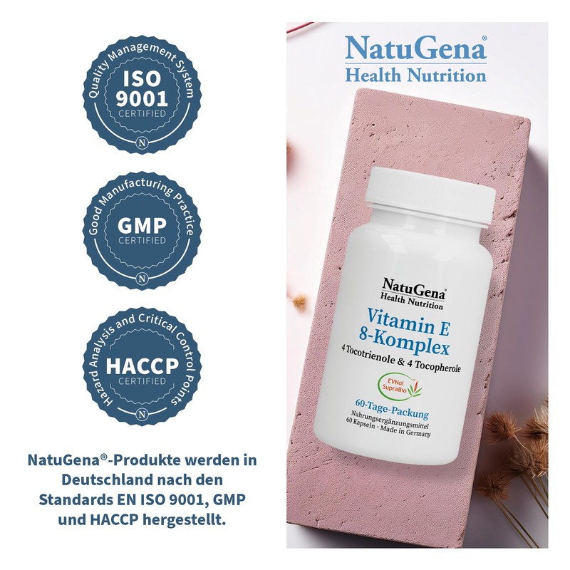 NatuGena Vitamin E 8-Komplex, 4 Tocotrienole, 4 Tocopherole, 8 Vitamin