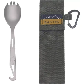 Santa 등산 및 여행을 위한 산타 티타늄 3-in-1 캠핑 포크 스푼 병따개 콤보 도구 [2 PACK SPORK] Santa Titanium 3-in-1 Camping Fork Spoon Bottle Opener Combo Tool for Hiking and Travel [2 PACK SPORK]