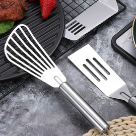 3 PCS Stainless Steel Fish Spatula Set Nonstick Cookware Flip Grill & Fry with Perforated Handle Cooking Baking Mixing