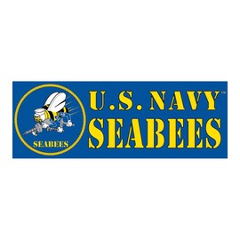 USN Seabees Bumper Sticker, 3 1/2" x 10" Size, 1 Pack
