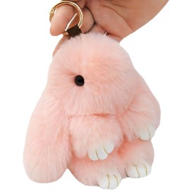 Qivorimith Keychain,Key Chains Women Cute Rabbit,Car keyrings leather handbags(Pink)