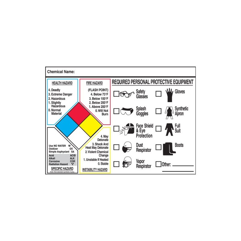 Accuform Signs LZN111 NFPA Personal Protective Equipment Label, 3.5" Length