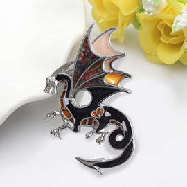 WEVENI Alloy Fantasy Dinosaur Dragon Brooch Enamel Pins for Women Lady Girls Fashion Jewellery Gift, Metal Metal enamel, No gemstone