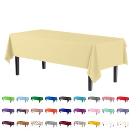 Exquisite 4-Pack Light Yellow Plastic Table Cloth - 54In. x 108In. Disposable Tablecloth for Parties - Rectangle Tablecloth - Disposable Table Cloths for Parties - Plastic Table Cover for Picnics