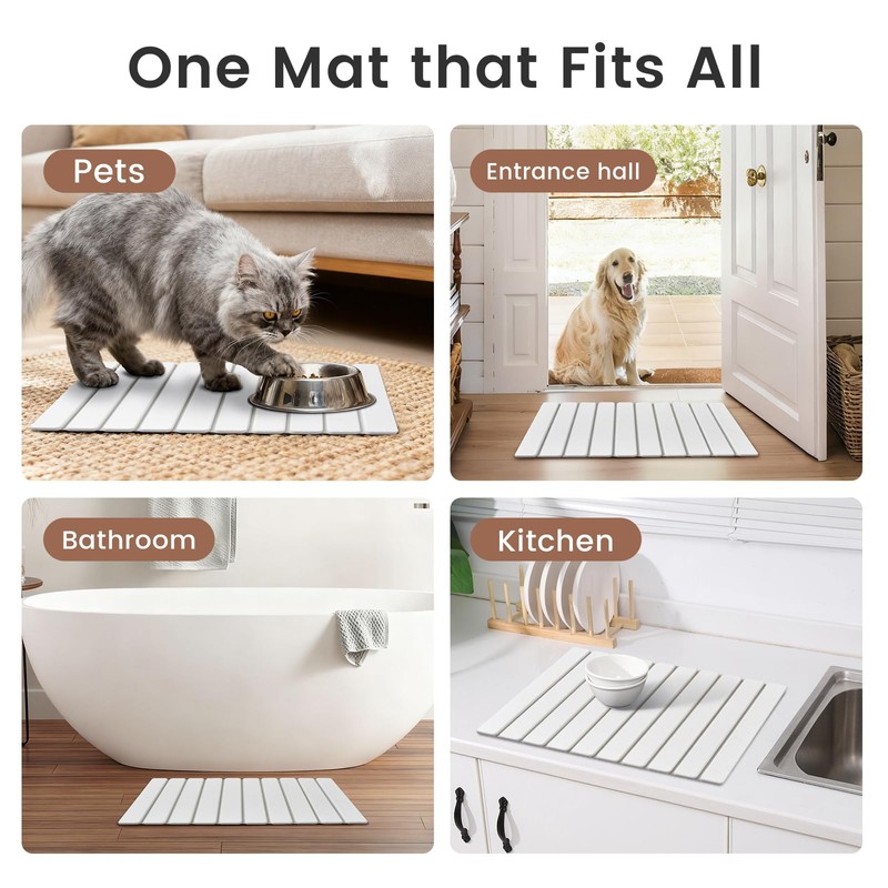 Super Anti-Slip Strong Absorbent Diatomite Pad, Stone Bath Mat 23.6