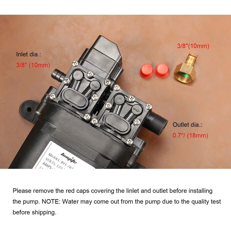 bayite 12V DC Fresh Water Pump 7.5 L/Min 2 GPM