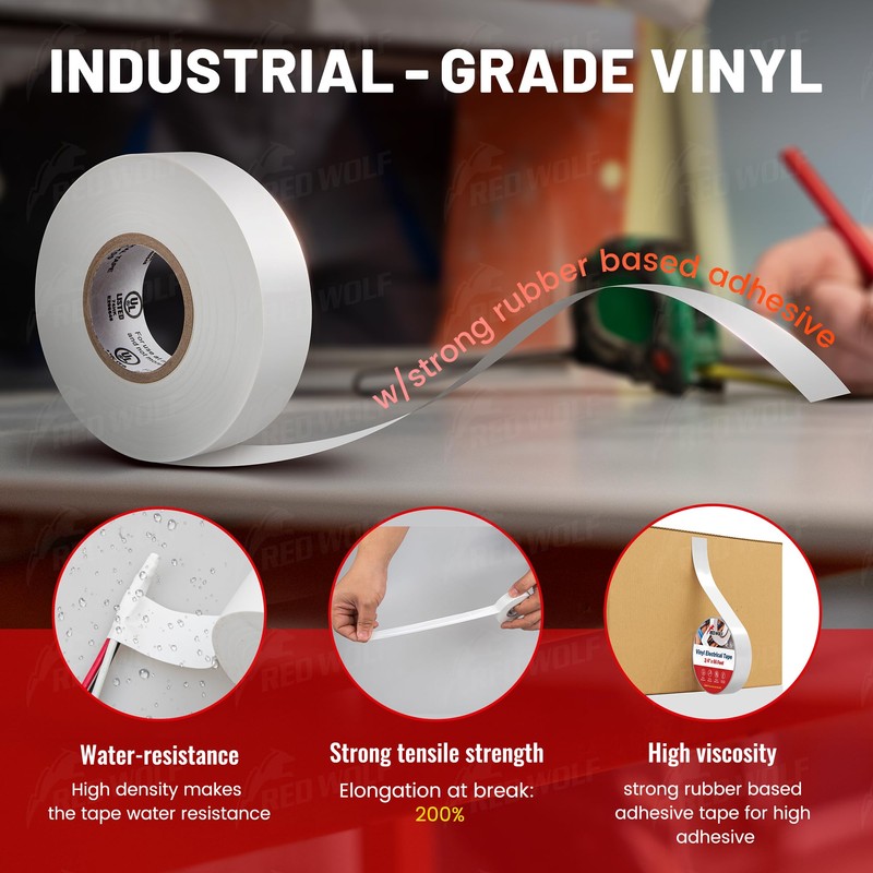 RED WOLF 10 Pack White Electrical Tape 3/4 in x