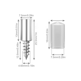 Pack of 50 Regular Shelf Brackets - 7.5 mm Self-Tapping Screw with Transparent Non-Slip Cover, Phillips Shelf Support, Shelf Support Shelves for Cupboard, Furniture, Bookcase, Cupboard