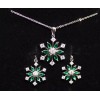 Jewelry for Today Sterling Silver Snowflake Necklace with Emeralds and