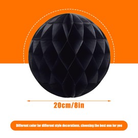Ruidee 8 Pieces Paper Honeycomb Balls Tissue Paper Flower Balls Party Backdrop Decoration for Weddings, Birthday Parties, Baby Showers（8in/Black）
