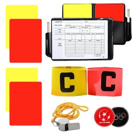 YEWCEP 9 Stück Schiedsrichter Set, Fußbal Sachen Schiedsrichter Set Schiedsrichter Pfeifen, Mit Tasche Punktebuch, Rote und Gelbe Karten, Schulsport für Kinder Fußballspiele