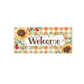 EVERGREEN Sassafras Switch Mat - Farmhouse Fall Wreath, Decorative Door Mat Insert 10" x 22", Interchangeable Outdoor and Indoor Safe Durable Mat with Recycled Rubber Backing