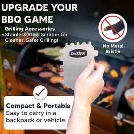 Daddeo's Stainless Steel Barbecue Grill Scraper | Bristle Free | Safe for Gas, Charcoal, Pellet, Wood Burning Grills and Smoker | Gadgets for Men