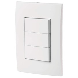 Placa armada 3 interruptores sencillos, línea Oslo, blanco Volteck