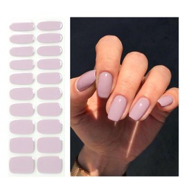 OAUEE Semi Cured Gel Nail Strips | 20 gel nail stickers | Gel Nail Stickers with UV Light Required | Salon Quality, easy application and removal（Lilac Color）