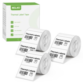 NELKO PM220 Label Maker Tape, Customized Label Printing Paper, 40 x 30 mm, Standard Laminated Office Labeling Tape Replacement, Thermal Label Tape for Home, Office, 230 Labels/3 Rolls (White)