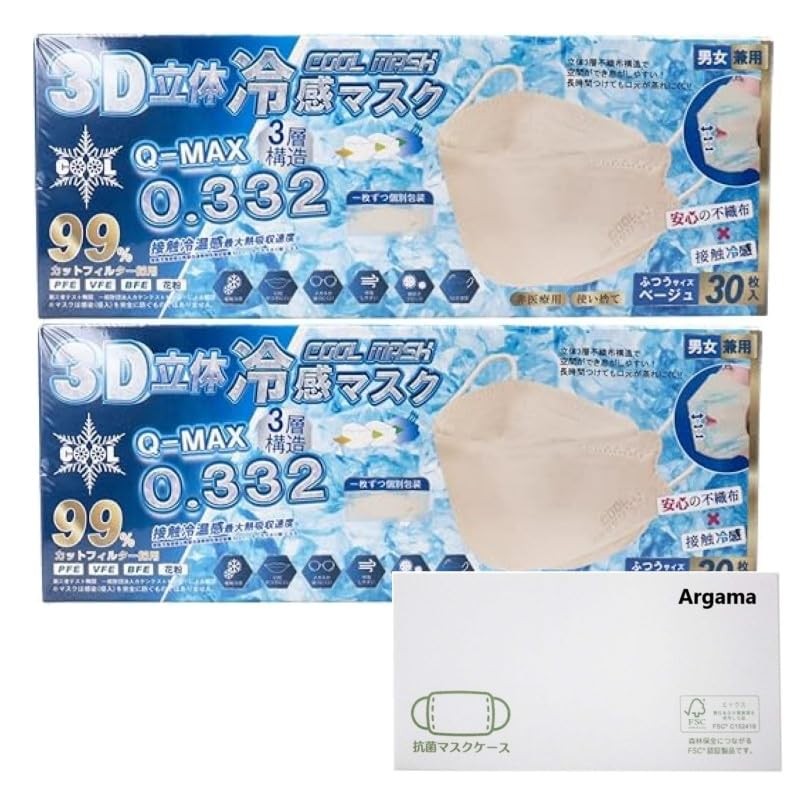 Hiro Corporation Cool Mask, Beige, Regular Size, 30 Sheets x
