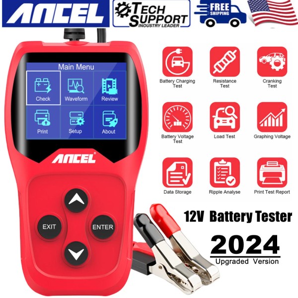 Ancel Car Battery Tester 12V Volt Load Test Starting Cranking