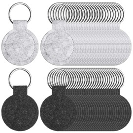 Namalu 16 Felt Key Chains 4 cm Round Key Fob for Crafts Felt Key Ring Blank with Stainless Steel Ring for DIY Decoration Craft Bag Car Keys, Light grey, dark grey