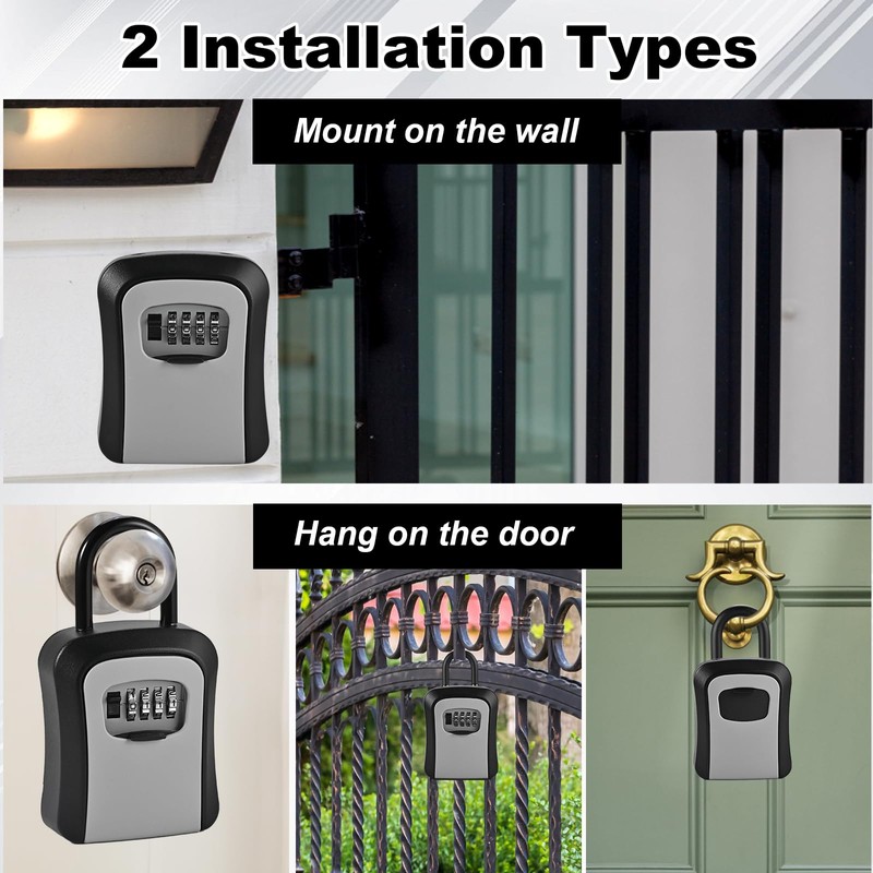 Locilot L Large Key Lock Box, 4.5”x3.7”x1.5” Waterproof Kirsite Combination