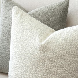 JOTOM Set of 2 Cushion Covers 60x60 cm Textured Boucle Cream Beige Decorative Throw Pillow Covers 24x24 Inch Square Cushion Case Home Decor Pillowcases for Couch Sofa Living Room Bed (Cream Beige)