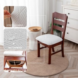 Genina Waterproof Dining Room Chair Cover Set of 4, Stretch Jacquard Seat Covers for Dining Room Chairs, Kitchen Parsons Chair Covers Slipcover Protector