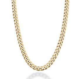 Miabella Solid 18K Gold Over 925 Sterling Silver Italian 5mm Diamond-Cut Cuban Link Curb Chain Necklace for Women Men, Made in Italy (26 Inches)