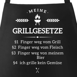 MoonWorks BBQ Apron for Men with Saying Fleisch ist mein Gemüse Cotton Apron Kitchen Apron, BBQ laws black