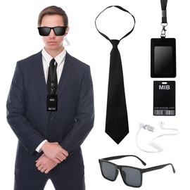DAWRIS 6PCS Agent Costume Accessories, Role Play Secret Service Set Spy Security Costume Accessories for Men Women