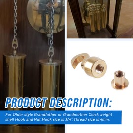 HQPARRTS for Grandfather Clock Weight Shell Hook and Nut Set of 1 Older Style-4 mm Thread (1 PCS Shell Hook and Nut)