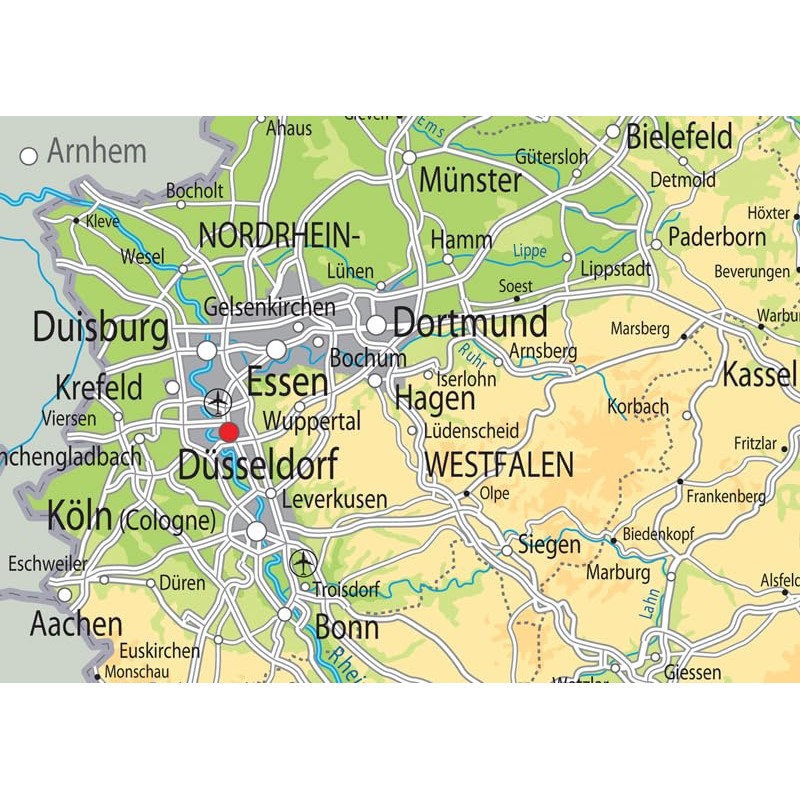 Germany Physical Map - 16.5 x 23.3 inches - Paper