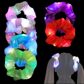 WUSJCOF Pack of 6 Luminous Hair Bobbles, Mallorca Party Accessories, Luminous Hair Bands, Hair Bobbles for Women and Girls, Hair Accessories, Festival Accessories (Neon)