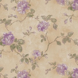 OUSCACH Vintage Peel and Stick Floral Wallpaper French Texture Self Adhesive Removable Contact Paper for Walls, Bathrooms, Bedrooms, and Home Decor 17.3 in x 118 in (Grey/Purple)