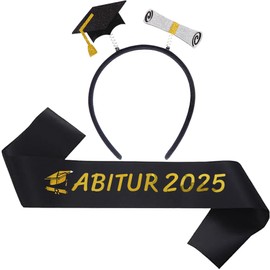 jenich Abitur 2025 Decorative Graduation Sash Black Headband Graduation Gift Exam Passed Graduation Sash Graduation 2025 Decoration for Graduations Graduation Graduation Party Decoration