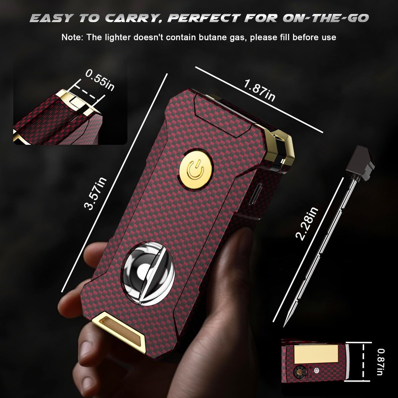 5-in-1 Torch Lighter with Cutter, Punch, Holder, and Draw Enhancer