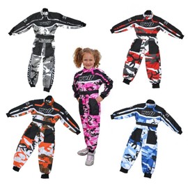 Wulfsport Children Kids CAMO MX Motocross Motorbike Race Suit Clothing Quad Bike - Blue M(7-8Yrs)