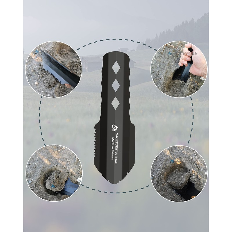 Ultralight Backpacking Trowel Aluminum Shovel Small Potty Multitool with Longer