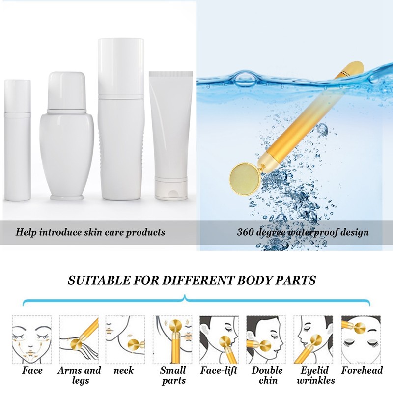 Electric Gold Facial Massager Anti Eye Wrinkle Face Slimming Micro