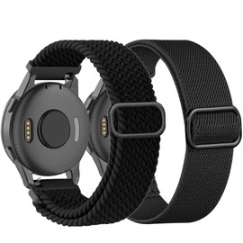 TUCOMO 2 Pack Braided Stretchy Nylon Watch Bands Compatible with Garmin Venu Sq/Venu Sq 2/Venu 2 Plus, 20mm Loop Elastic Fabric Straps for Garmin Vivoactive 5 / Vivoactive 3 Women Men