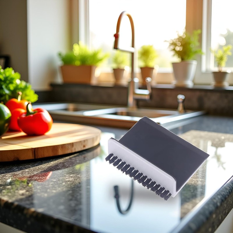 Black Kitchen Sink Squeegee Cleaner Countertop Brush Wiper Vegetable Cleaning