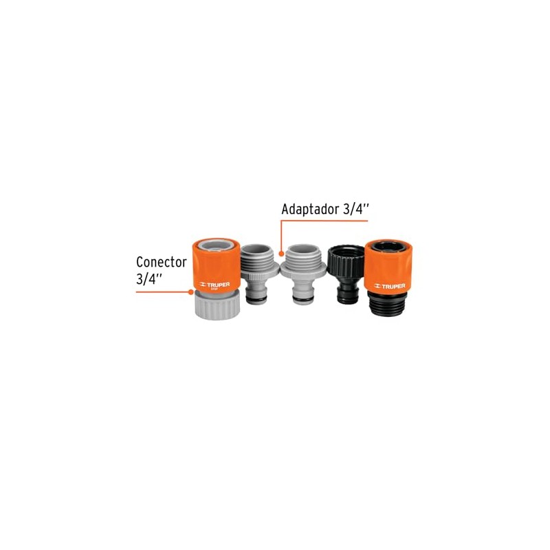 Truper CLICK-SET, Juego de 2 conectores rápidos, 3/4"